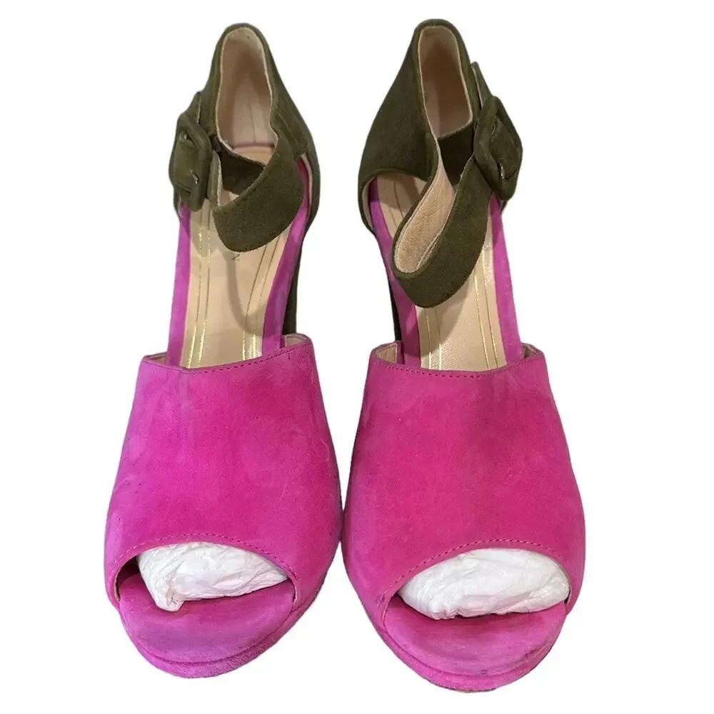 Cole Haan pink pixie suede‎ uppers special sole pink and olive green size 7.5 B - Picture 4 of 10
